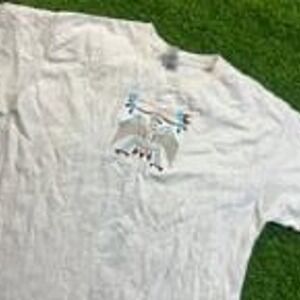 White Gildan Heavy Cotton T-Shirt Native American Style Embroidery Size M